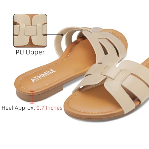 Image of ATHMILE Sandals for Women 2026 Vacation Womens Sandals Dressy Summer Flats Sandals Women Slides for Party Wedding Beach
