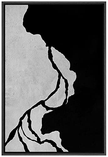SIGNFORD Framed Canvas Print Wall Art Black Gray Alternative Ink