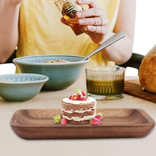 Image of Woodland Dreams Wooden Serving Platter, Sheesham Wood Rectangle Small & Cute Multipurpose Tray for Home and Kitchen Use, Nesting Tray for Breakfast, Snacks, Coffee Table, 6.5 Inch, 1 Pc,