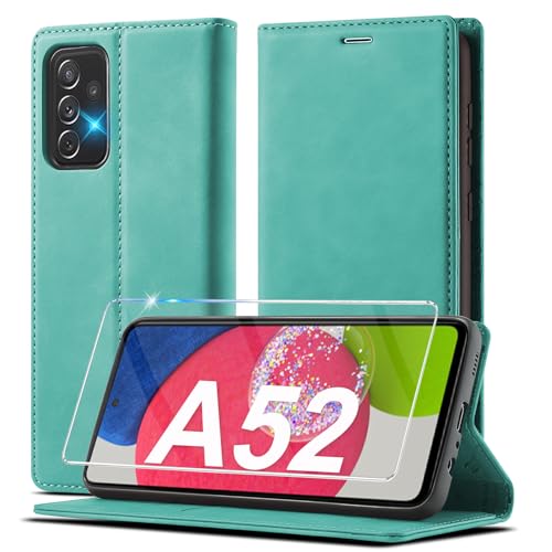 Étui en cuir pour Samsung Galaxy A52s 5G avec film écran housse à rabat