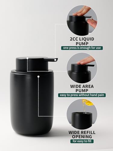 Image of Bosilunlife Soap Dispenser and Toothbrush Holder Set - Dish Hand Soap Dispenser Bathroom Set Ceramic Bathroom Counter Soap Toothbrush Holder Set Black Bathroom Accessories Set
