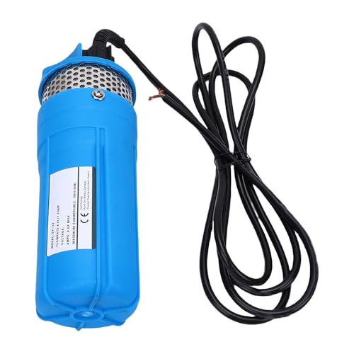 Fockety Submersible Deep Well Pump, Stainless Steel Solar Water Pumps with 10ft Cable, 1.6GPM Flowing & 230ft Maximum Head,Solar Battery Powered Submersible Pump for Irrigation, Farm (DC12V)