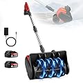 Cordless Snow Shovel,12.5" Electric Snow Blower with 2x4.0Ah Batteries,20V Snow Remover with Adjustable Handle &Directional Chute,6" Snow Intake and 27Ft Throw, for Driveway,Deck,Yard Steps Red