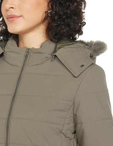 Image of Qube By Fort Collins Women's Medium-Length Bomber Jacket with Detachable Hood Stylish Winterwear for All-Day Comfort |Material: Nylon