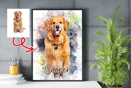 Personalized Dog Watercolor Portrait from Photo, Custom Dog Painting, Custom Pet Gifts, Dog Canvas Gifts, Watercolor Paintings, Pet Portrait, Idea Gift for Dog Lovers, Dog Mom, Pet Lovers