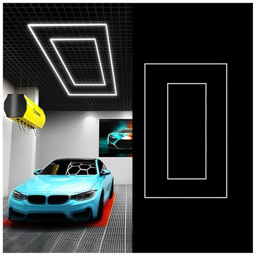 ガレージライト LED 洗車室 天井用 110V ハニカムライト 3000-6500K 高輝度 DIYセット 白/暖かい光 防水 DIYセット おしゃれ 車の装飾・美容・修理用 PCプラスチック製 六角形 照明 作業灯 カーポート C
