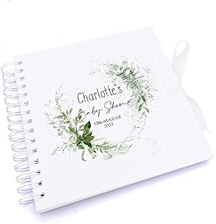 Personalised Baby Shower Guest Book, Scrapbook Album Botanical Themed