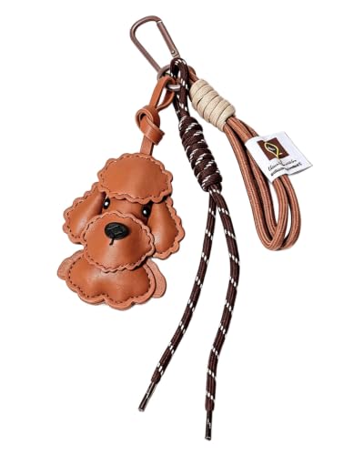 Zeayebsr Schlüsselanhänger Teddyhund, Süße Teddyhund Hundetasche Anhänger Leder Glücksbringer Teddyhund Keychain Geschenke für Autoschlüssel, Rucksäcke, Handtaschen