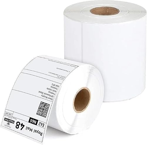 Image of Direct Thermal Labels, 4" x 6" (100mm x 150mm), White, 500 Labels per Roll, for Zebra, Toshiba, Citizen, and Orion Printers (4 Rolls - 2000 Labels)