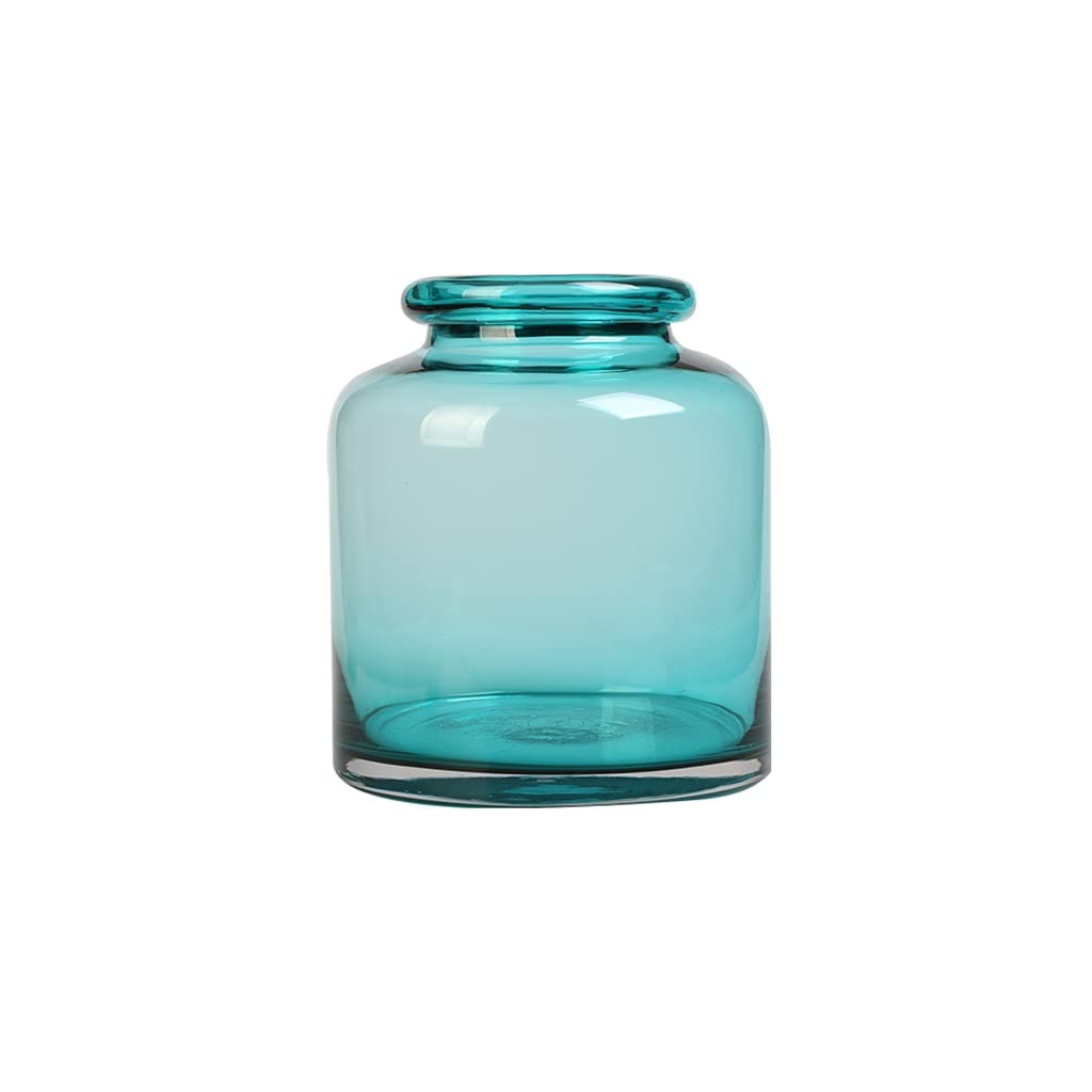Vase bouteille de verre bleu décoration salon grand format pour fleurs séchées maison