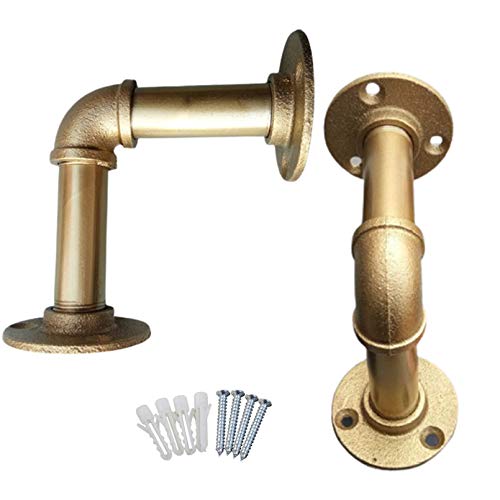 Estantes flotantes vintage montados en la pared, soportes de estante de ángulo recto para tubería de agua, soporte de soporte de estante montado en la pared de 90 grados, soporte flotante de metal