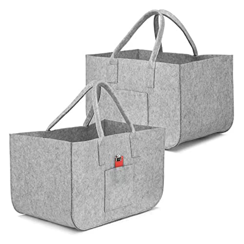 Panier à bois de cheminée, panier en feutre extra épais, panier en feutre avec poignées renforcées,sac en feutre pliable également comme panier de courses de voiture et panier de rangement pour bois Cover