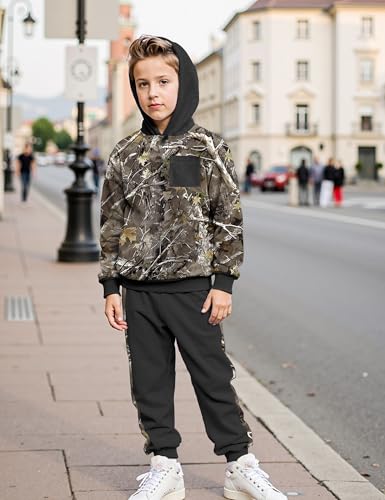 Image of Boys Clothes Fall Winter Outfits Camouflage Long Sleeve Hoodie and Pants 2PC Kids Clothes Boys for 5-14 Years