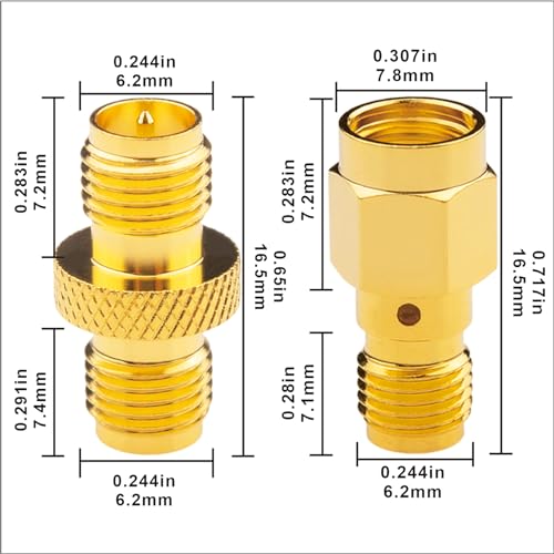 Kit de 4 conectores RP-SMA SMA hembra a macho/hembra miniatura 4