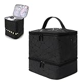 ❤️【Conception double couche】Cet rangement vernis est composé de deux couches. La couche supérieure comprend deux poches élastiques ouvertes, une poche zippée, un compartiment principal et un compartiment réglable. Un compartiment amovible en EVA peut contenir jusqu'à 30 flacons de vernis. La poignée supérieure assure un transport pratique et le rend parfait pour les voyages.