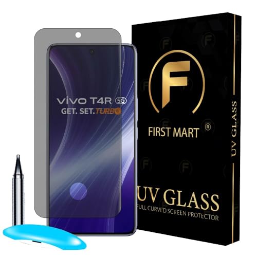 Image of FIRST MART UV Privacy Tempered Glass for Vivo T4R | Anti-Spy 9H Curved Screen Protector, Edge-to-Edge, Case-Friendly | 1 Pack