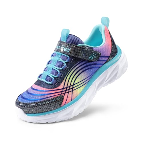 DREAM PAIRS Girls Shoes Sneakers Kids Tennis Shoes Sparkle ColorBurst Lightweight Running Casual Walking Shoes 13 Little Kid Purple/Rainbow