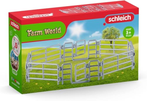 SCHLEICH Farm World | Weidezaun 42487 Bauernhof Zubehör Set mit 6 Zaunelementen & 2 Türen | passt zu Farm World Artikeln | Bauernhof Spielzeug für Kinder ab 3 Jahre | 10 Teile