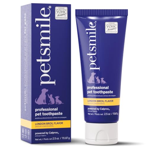 Image of Petsmile VOHC Accepted Pet Toothpaste, London Broil 2.5 Oz, Cats + Dogs | VOHC Accepted, Calprox Powered, Fights Plaque + Tartar, No-Brush Required, Human-Grade, 4-Month Supply, Clinically Proven
