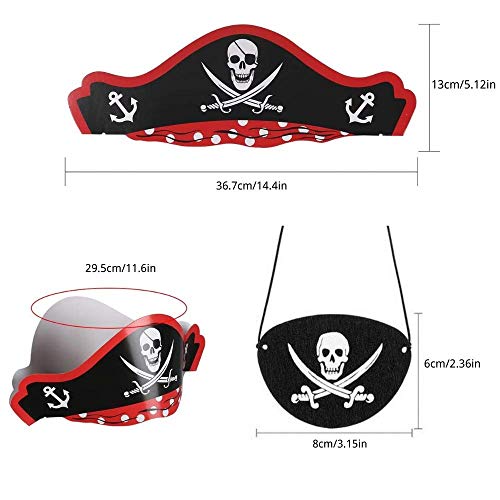 Heatigo Piraten Zubehör Set 30stk Kinder Piratenhut Pirat Filz Augenklappe Moustache Self-Adhesive for Children Pirates… – Bild 3