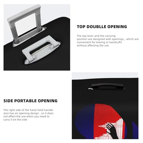 Travel Luggage Cover Cambodia Cambodian Flag Heart Fashion Washable Baggage Suitcase Protector Fit For Luggage Small4