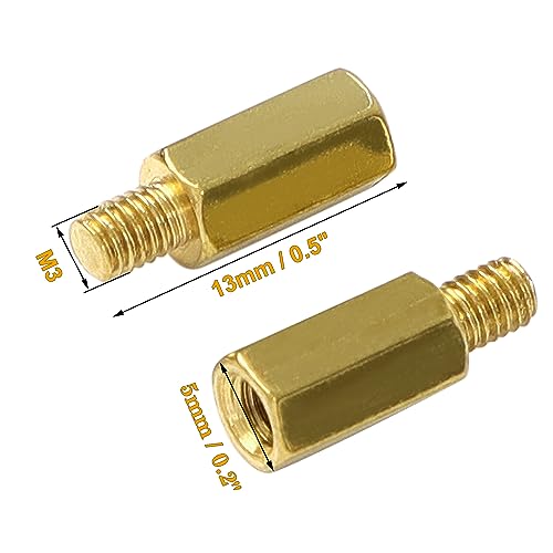 Uxcell A14040700UX0339 50 Pieces M3 9+4Mm Hex Standoff Spacer Male To Female Thread Brass Spacer Standoff Hexagonal Spacers Standoffs Screws Nuts For Pc Pcb Motherboard thumb #2