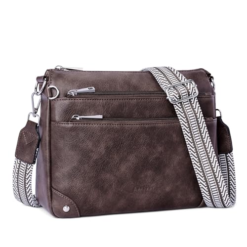 Image of Crossbody Bags for Women Rfid Travel Crossbody Purses Leather Handbags Medium Shoulder bag with Adjustable Strap