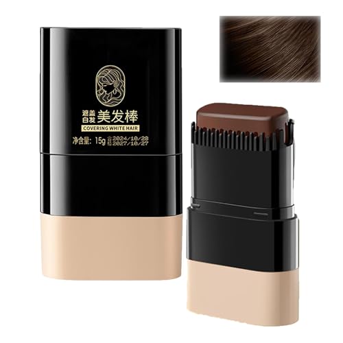 Hair Color Stick - Waterproof and Sweat-Proof Hair Dye Stick, Portable Hair Color Touch-Up stick with Comb, Safe and Convenient Hair Dye Touch up Comb for Quick Touch (Chestnut Brown)