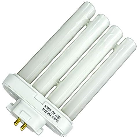 MyGift Fluorescent Light Bulb 4 Pin 6500K 27 Watt with Quad Tubes GX10Q-4 Base Cover