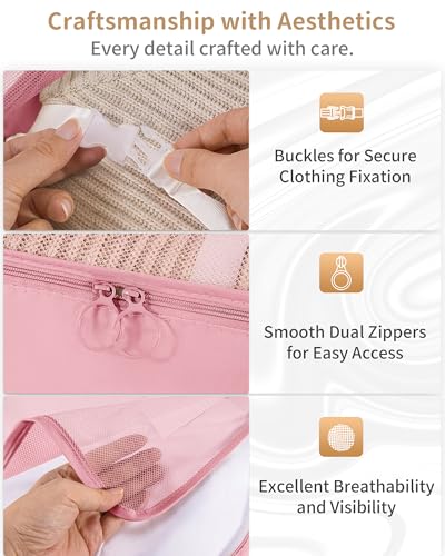Packing Cubes 11 Set, Suitcase Organizers, Luggage Organizer Bags, Packing Cubes for Travel, with Toiletry Bag, Travel Essentials,Pink4