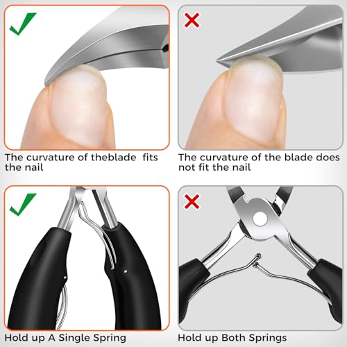 Profi Nagelknipser Fußnägel, DRMODE Zehen Nagelknipser Groß für Senioren Dicke Nägel mit Breiter Öffnung, Scharfer Nagelzwicker Nail clipper Langer Griff mit Schräg Gebogener Klinge