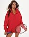Locachy Women's Henley Neck Button Oversized Sweatshirt Casual Long Sleeve Pullover Tops 2026 Fashion Outfits Clothes Red S