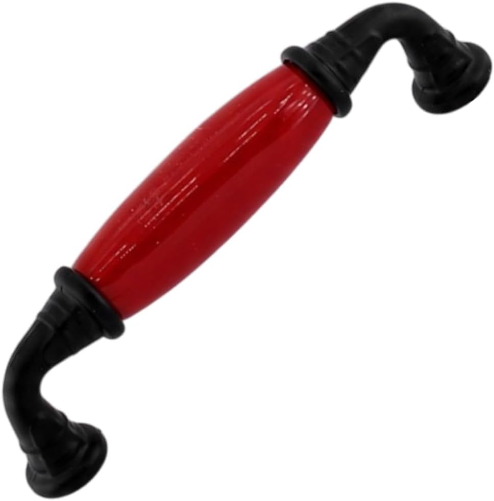 Lumira Kırmızı Porselen Siyah Kulp 96 mm 9.6 cm Mobilya Çekmece Dolabı Dolap Kapak Kulplar Kulb Kulp