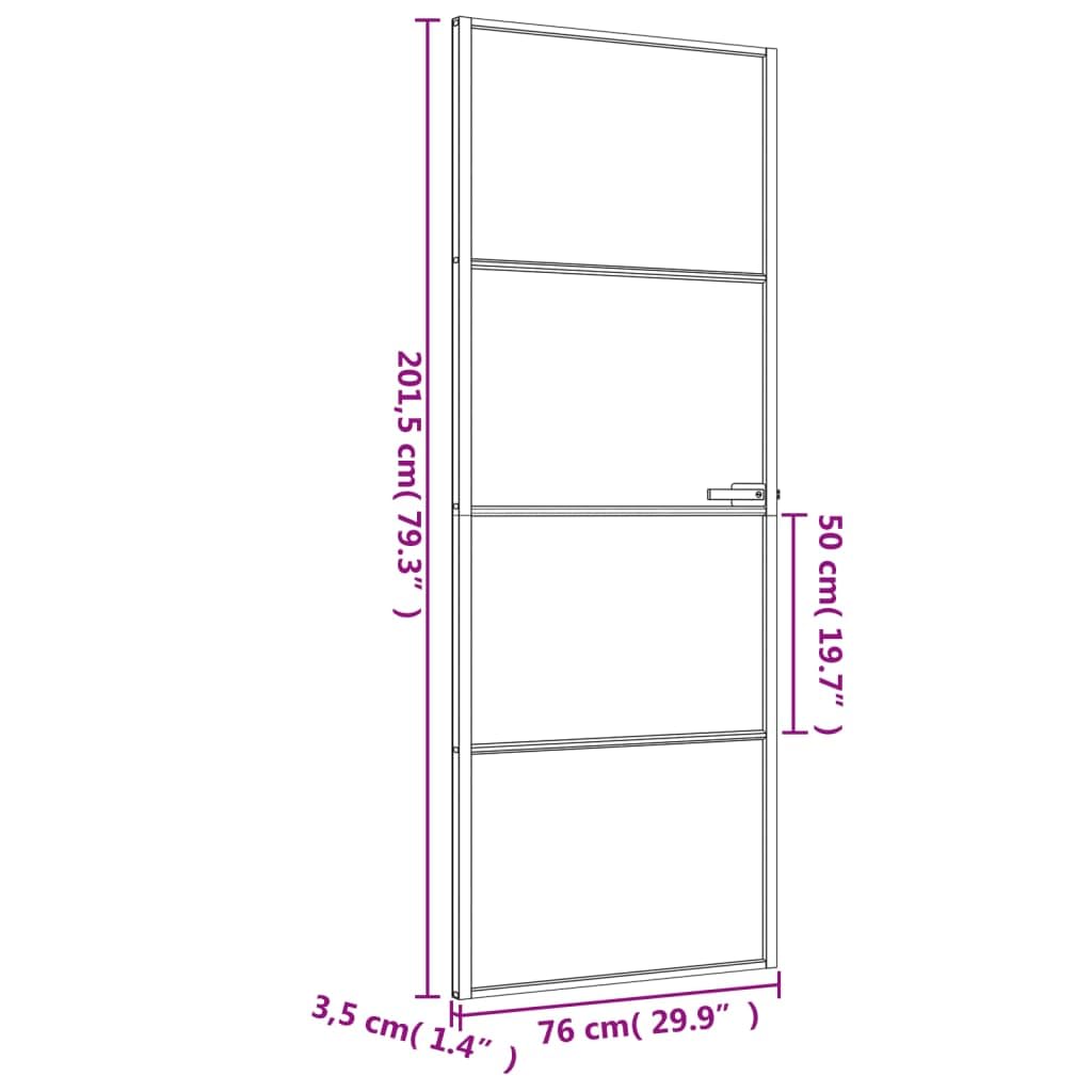 Porta per Interni Nera 76x201,5cm Vetro Temperato e Alluminio,Porta Interna,Porte Da Interno,Porte Interne Casa(SPU:155116)