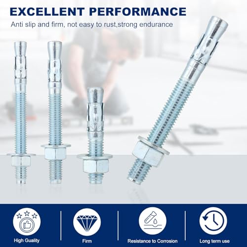 1234x334 wedge anchor by zinced of heavy-duty fastener for cement and concrete 8pcs pack