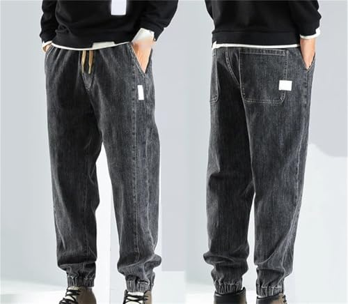 Men's Baggy Jeans Harem Pants Loose Fit Elastic Waist Oversize Tapered Denim Jogger Trousers2