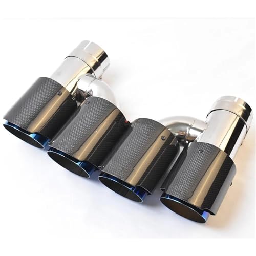 Silencieux universel embout carbone brillant bleu brûlé 51-101mm style H