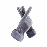 YOLAI Fashion Cute Cartoon Cat Gloves for Women Winter Driving Mittens Thickened Fleece Lined Warm Gloves (Grey, One Size)