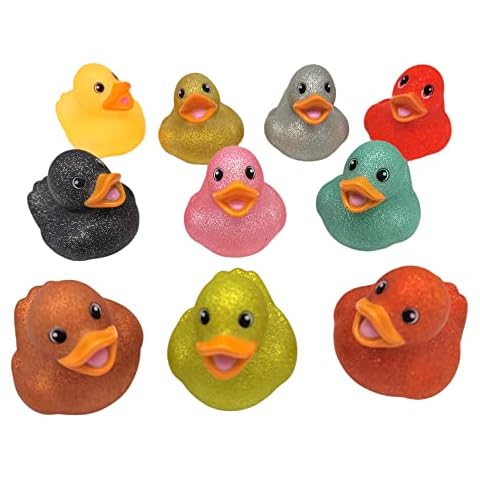 Colorful Glitter Rubber Duckies (2") Assorted Neon Color Ducks Ducky Duck (12 Pack) Cover