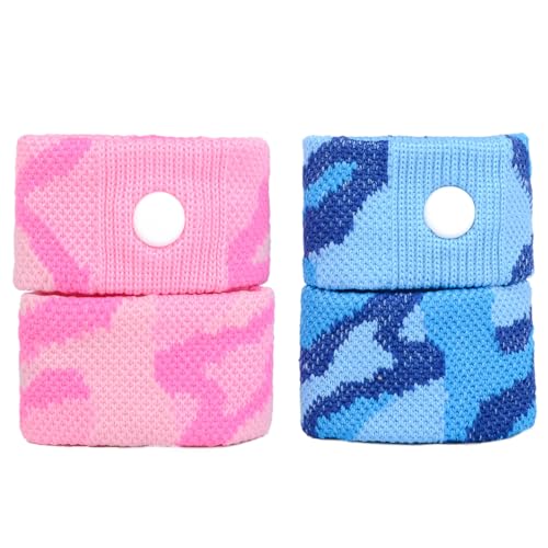 Image of P6 Motion Sickness Bands for Adults Wristbands for Anti Nausea Sea Cruise Travel Car Pregnancy Morning Sickness All-Natural Non Drowsy Relief Acupressure Treatment (2 Pack Pink - Blue)