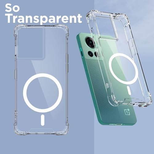 Image of Pikkme Back Cover for OnePlus 10R 5G Mag-Safe Shockproof PC + TPU Protective Case Magnetic Support Bumper Case (Transparent Mag-Safe)