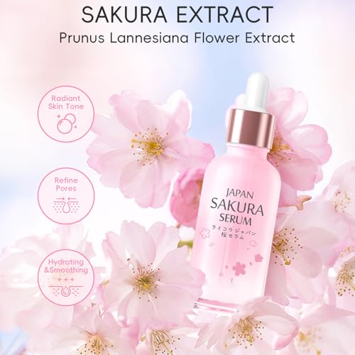 Alvivi 30ml Cherry Blossom Face Serum Daily Plumping Essence for Nourished Smooth Skin Pink One Size