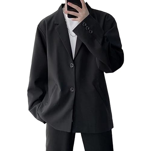 Mens Casual Loose Blazer Jackets Collar Lightweight Business Suits Coats Two Button Stretch Suit Jacket