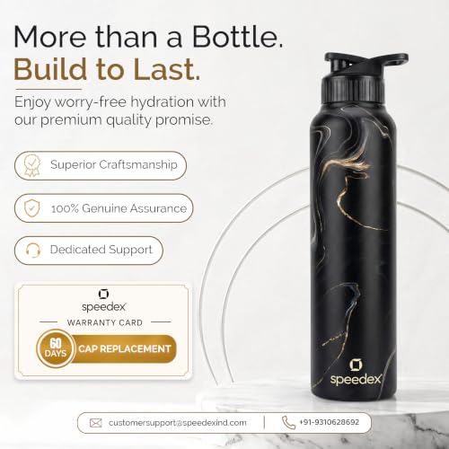 Image of Speedex Stainless Steel Printed Water Bottle 1 Ltr 1000 ml, BIS Approved, Leak Proof Sipper Cap Bottle for Office, School, Travel, Daily Use for Men, Women, Kids, Adults, Gold Mine, Set of 2