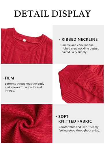 Jouica Women's Fall Fashion 2025 Cable Knit Crewneck Sweater Long Sleeve Cozy Winter Pullover Sweater2