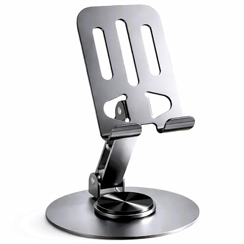 Suporte Celular Mesa Giratório 360° Alumínio Premium Ajustável Dobrável Base Antiderrapante Universal Compatível com iPhone iPad Android Smartphone Tablet Ergonômico Resistente Portátil Robusto Forte