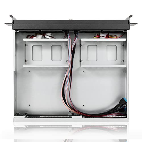 Gabinete Rackmount 2U para dos placas base Mini-ITX, profundidad 14,17 pulgadas, color negro miniatura 5