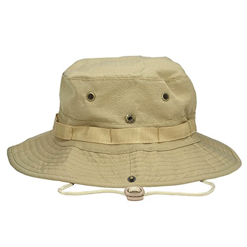 Faleto Outdoor Boonie Hat Cowboy Hat Safari Fishing Hats Sun Hat Uv Protection Foldable Military Cap Wide Brim Breathable Khaki #TOP1