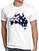 Produktbild CottonCloud Flagge Australien Herren T-Shirt Fußball Sport Australia WM EM Fahne, Größe:XL, Farbe:Weiß