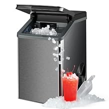 Gevi KNOVA Nugget Ice Maker Countertop, 40lbs/24H Self-Cleaning Portable Pellet Ice Machine, Stainless Steel Sonic Ice Maker for Home Kitchen, Office